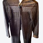 Eileen Fisher Open Front Black Cardigan Sweater Weaved Linen Size M Photo 3