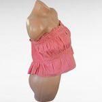 American Eagle  Women's Pink Peplum Tube Top Button Front Size Large Photo 3