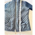 San Joy USA Black Quilted Zip Jacket Women’s Medium Knit Sleeves Photo 2