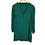 Madewell Novel Dress Smoky Spruce Green Button Up Long Sleeve Mini Fall Dress XS Photo 2