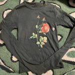 Full Tilt NWOT 100% Cotton Dark Green Raised Floral Long Sleeve Top XS Preppy Photo 0