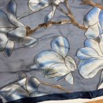 Vintage Floral Sheer Scarf in Blue and White Photo 6