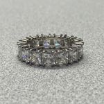 Sterling Silver 925 Princess Cut Sparkling CZ Eternity Wedding Band Ring 10.25 Photo 4