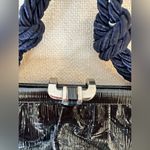 Fendi VINTAGE Black Patent Leather EVENING Bag BLACK WITH NAVY STRAP with COA Photo 4