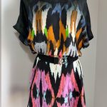 MEXX women’s black satin colorful tunic dress in size large Photo 1