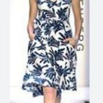 Diane Von Furstenberg  Revel Blue & White Coral Bow Detail Fit & Flare Dress - 10 Photo 1