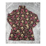 Peruvian Connection Floral Turtle Neck Long Sleeve Top Black Pink Yellow Medium Photo 9