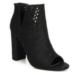 Carlos Santana NWT Black Suede Libbie Peep Toe Booties New in Box Photo 0