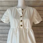 Madewell  Button-Front Short-Sleeve Tiered Mini Dress In Lighthouse Photo 5
