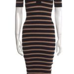 Caroline Constas Dress Womens Small Stripe Ribbed Knit Midi Crochet Trim Shirt Photo 0