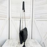 EXPRESS  Faux Pebbled Leather Fold Over Shoulder Bag Black‎ Chain Strap Photo 2