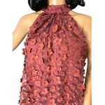 Anthropologie Eva Franco 3D Floral Halter Top Burgundy Cherry color size small Photo 2