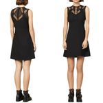 Sandro Enna Black Dress Crepe Chantilly Lace Fit & Flare Sleeveless FR 40 Large Photo 9