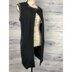 Chico's  0 Travelers Faux Leather Mix Vest Womens S 4 Snap Zip Pocket Slinky Black Photo 6