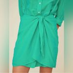 Xirena Arly Dress Tie Front Long Sleeve Green Cotton Silk Blend Shirt Size XS Photo 2