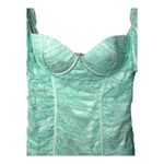 Oh Polly Oh‎ Polly Mini Dress Ruched Corset Puff Sleeve Mint Green Lace Size 8 NWT Photo 3