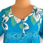 Vintage Anthony Richards Dress MuuMuu Cerulean Blue Tropical Print Flower Detail Size M Photo 2