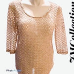 JM Collection gold brocade blouse Size large Photo 0