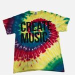 Create Music Graphic Tie Dyed Yellow Rainbow Cotton Tee Size Medium Unisex Photo 0