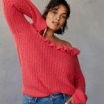Anthropologie  Pink Off-the-Shoulder Sweater Photo 0