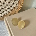 Golden Yellow Abalone Shell Clip On Earrings Vintage “Soraya” Beachy Boho Earthy Jewelry Photo 7