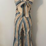 Knot Sisters  Cotton/Linen Lana Jumpsuit in Natural Blue Striped Size Medium Photo 4