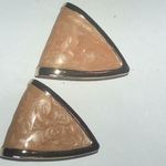 Vintage Gold Tone Shimmer Enamel Half Hoop Retro Boho Pierced Earrings Photo 3