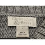 Christopher & Banks  Gray Button Mock‎ Neck Knit Sweater Pullover Casual Large Photo 2