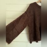 Free People Harrison Bunny Fuzzy Oversized Crew Chocolate Brown NWOT Size L Photo 5