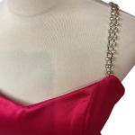 Ieena For Mac Duggal Rhinestone Strap Satin Lined Back Slit Mini Dress Sz 8 NWT Pink Photo 3