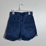EXPRESS Women Blue Stretch Denim Midi High Rise Jean Shorts size 4 Photo 3