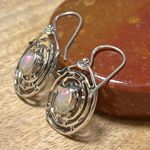 Sterling Silver NWOT Ethiopian Opal Spiral Web 925  Drop Earrings Photo 5