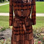 Burberry Elegant Brown Patterned Silk Blend Dress Photo 0