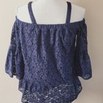 Kensie  Jeans navy off shoulder blouse size medium Photo 4