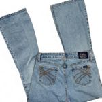 Levi Strauss SIGNATURE Juniors Size 9 Light Blue Denim Low Rise Flare Jeans Photo 0