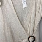 Banana Republic  Cream Linen Wrap Front Cardigan Short Sleeve Sz XS Photo 3