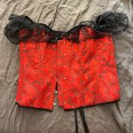 red black Jacquard baroque Lace Trim Off Shoulder Corset Top Bustier corset 3XL Size 3X Photo 12