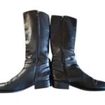 Tory Burch  Black Leather Riding Boots Women’s 7M  Gold Buckle & Logo Detail Photo 6