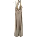 Cache NEW/NWT Pale Gold Shimmer Jersey Halter Maxi Evening Gown Size 12 Formal Photo 3