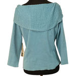 NWT Sharon Young Blue Off Shoulder Beaded Sweater Med Silk Blend Elegant Top Photo 0