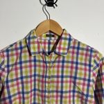 J. McLaughlin Button Up Shirt Top Women 4 Colorful Plaid Cotton Preppy Modest Photo 2