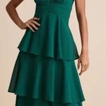 Lulus Celebration Time Emerald Green Sleeveless Tiered Midi Dress Medium Photo 0