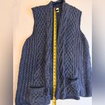 Kilronan Knits Merino Wool Cable Knit Sweater Vest L Made in Ireland Blue Size L Photo 7