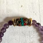 Amethyst stretchy charm bracelet with Indian beads Photo 9