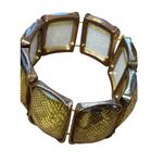Yellow Snake Print Resin & Gold Tone Stretch Bracelet Photo 4