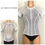 Robin Piccone New.  white lace short sleeve top. Retails $119. Small Photo 1