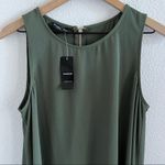 Bebe NWT  Woven Asymmetrical Green Maxi Tunic Top Exposed Zipper Medium Photo 5
