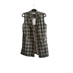 NWT Buru Womens Sage Plaid Open Front Vest Size XS Green Photo 3