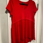 The Limited NWT Size S Red Short Sleeve V Neck Pleated Hem Flowy Tunic Stretch Top Photo 4