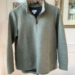 Joan Rivers  Moss Green Horizontal Rib Quarter Zip Pullover Pockets M Photo 0